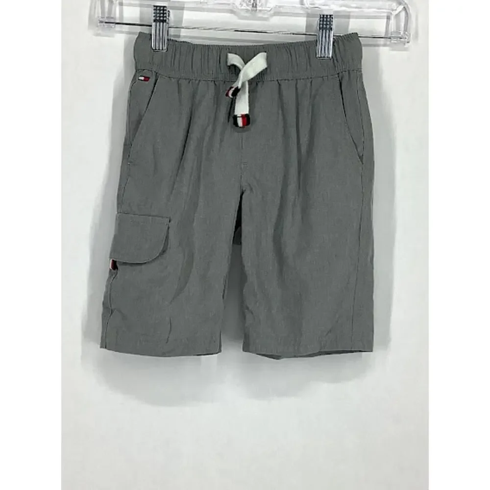 Tommy Hilfiger Boys Gray Pleated Front Cargo Shorts Kids Youth Size 5